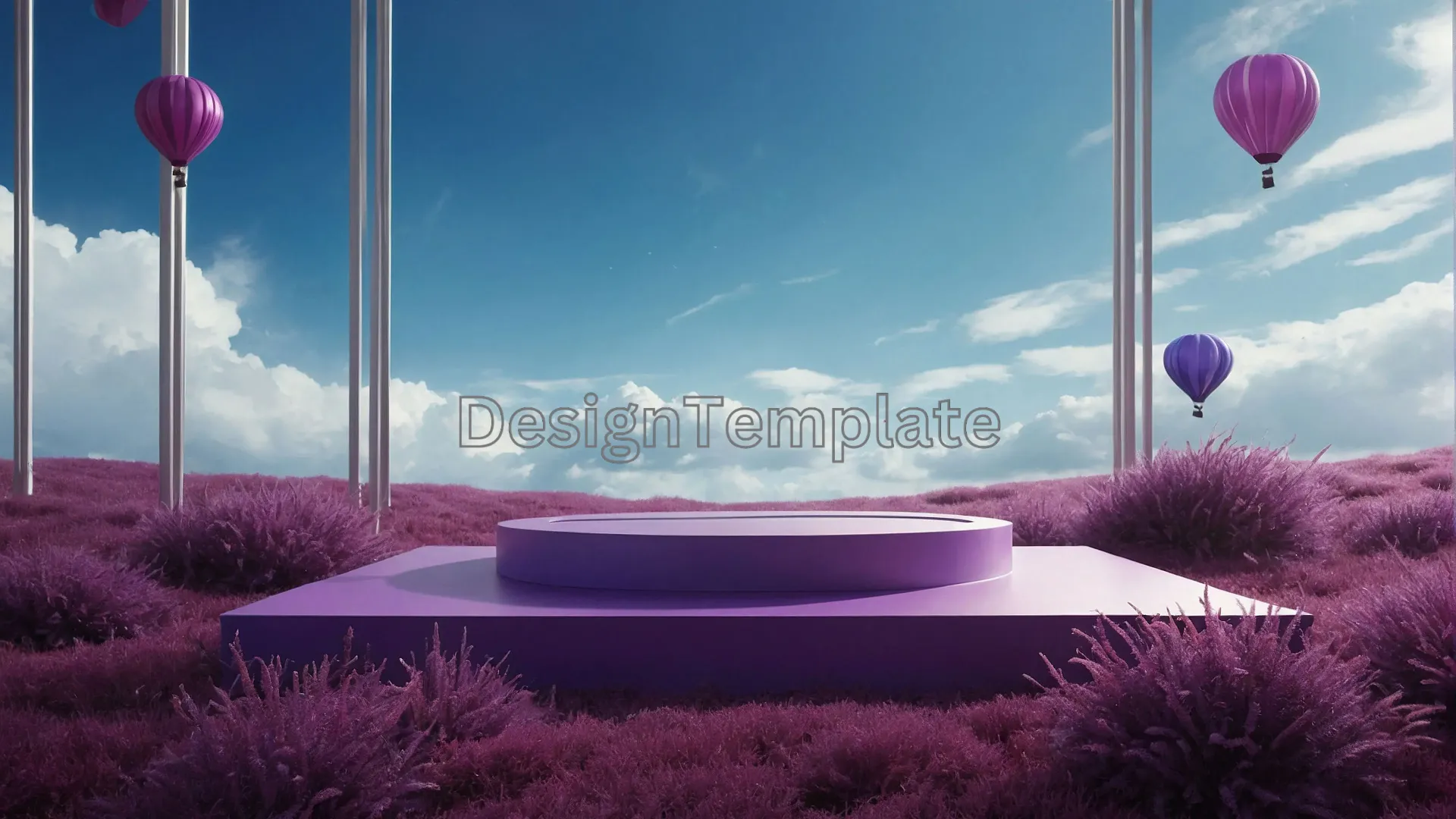 Podium in Purple Grass Artistic Background